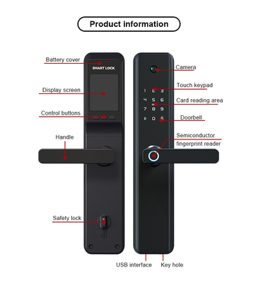 WiFi điện tử Sinh trắc học vân tay Khóa cửa bằng nhôm hợp kim với máy ảnh / ứng dụng Tuya