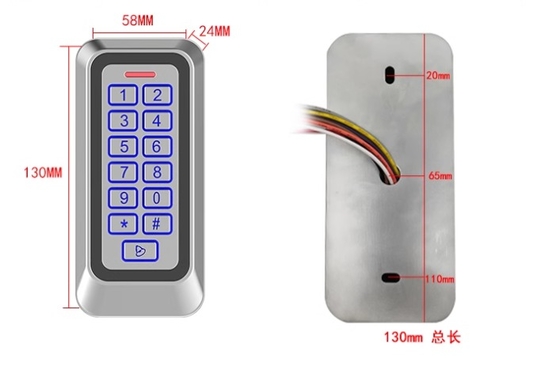 Kiểm soát truy cập thẻ EM/MF ngoài trời vỏ kim loại IP67 với bàn phím có đèn nền