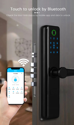 Khóa cửa cảm biến vân tay Bluetooth màu đen FCC Tiêu chuẩn 6068 cho căn hộ